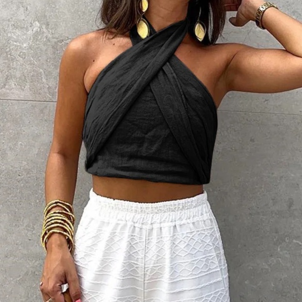 NWT Commence Linen Halter Tank